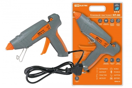 TDM ELECTRIC SQ1024-0102 Клеевой пистолет КП-80 , 11,3 мм, с подставкой, шнур 1,3 м, 80 Вт, Т=220 С "Алмаз" TDM